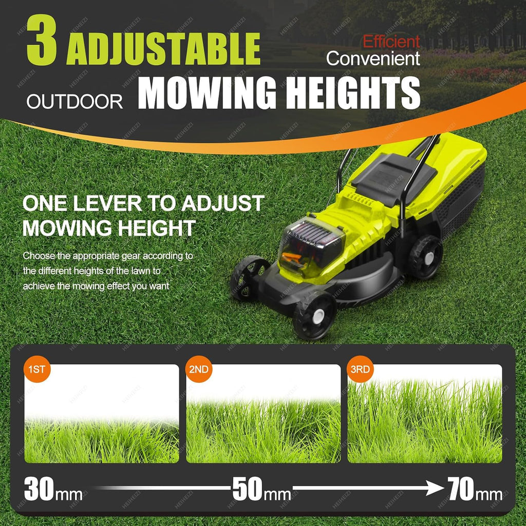 Self-Propelled Lawn Mower Cordless, 40V Brushless Electric Lawn Mower with 3-Position Cutting Height Adjustment, 4000mAh Lithium battery, for Lawns & Garden, 10.6 Gallon Grass Bag,4 batteries