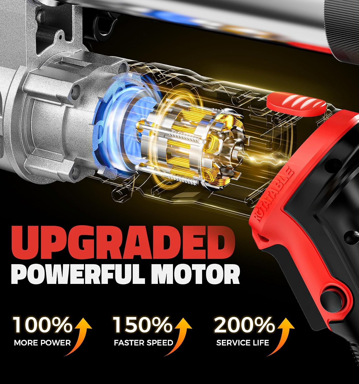 Ecarke Cordless Grease Gun Compatible with Milwaukee 18V Battery, 12000PSI Max Electric Grease Gun, Dual Pistol & in-Line Grip, Works with Bulk & Cartridge Grease, 39' Hose & 4 Couplers (Tool Only)