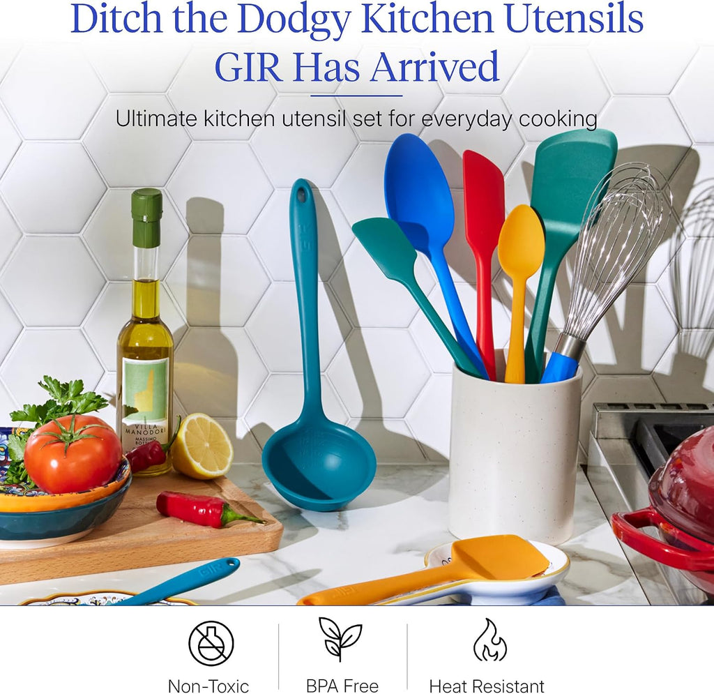 GIR: Get It Right 10-Piece Silicone Ultimate Kitchen Utensil Set – Spatulas, Ladle, Flip, Spoons, Whisk, Peeler & Spoonula – Nonstick, Non-Toxic, Heat-Resistant – Madrid