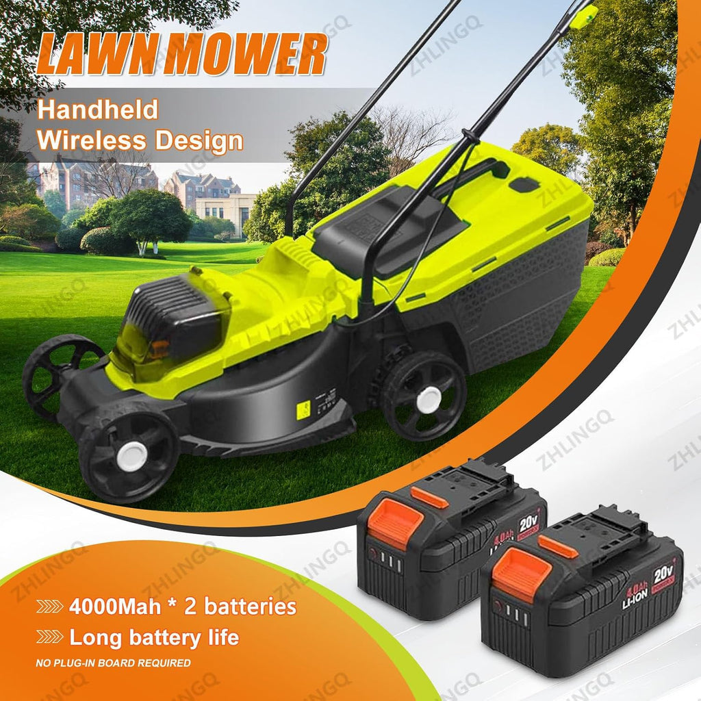 Self-Propelled Cordless Lawn Mower, 40V Brushless Electric Lawn Mower with 3-Position Cutting Height - 30mm/50mm/70mm, 4000mAh Lithium Battery, Push Mower for Garden, Yard and Farm,Battery*2