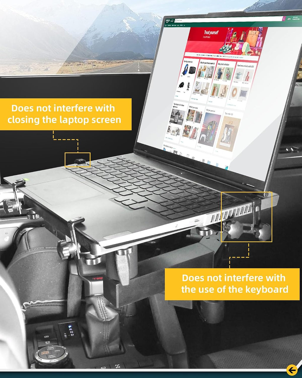 Trumgeta Truck Laptop Mount Fit for 2024 2025 2026 Toyota Tacoma No-Drill Vehicle Laptop Computer Tablet Holder Stand Up to 17' for Passenger Seat