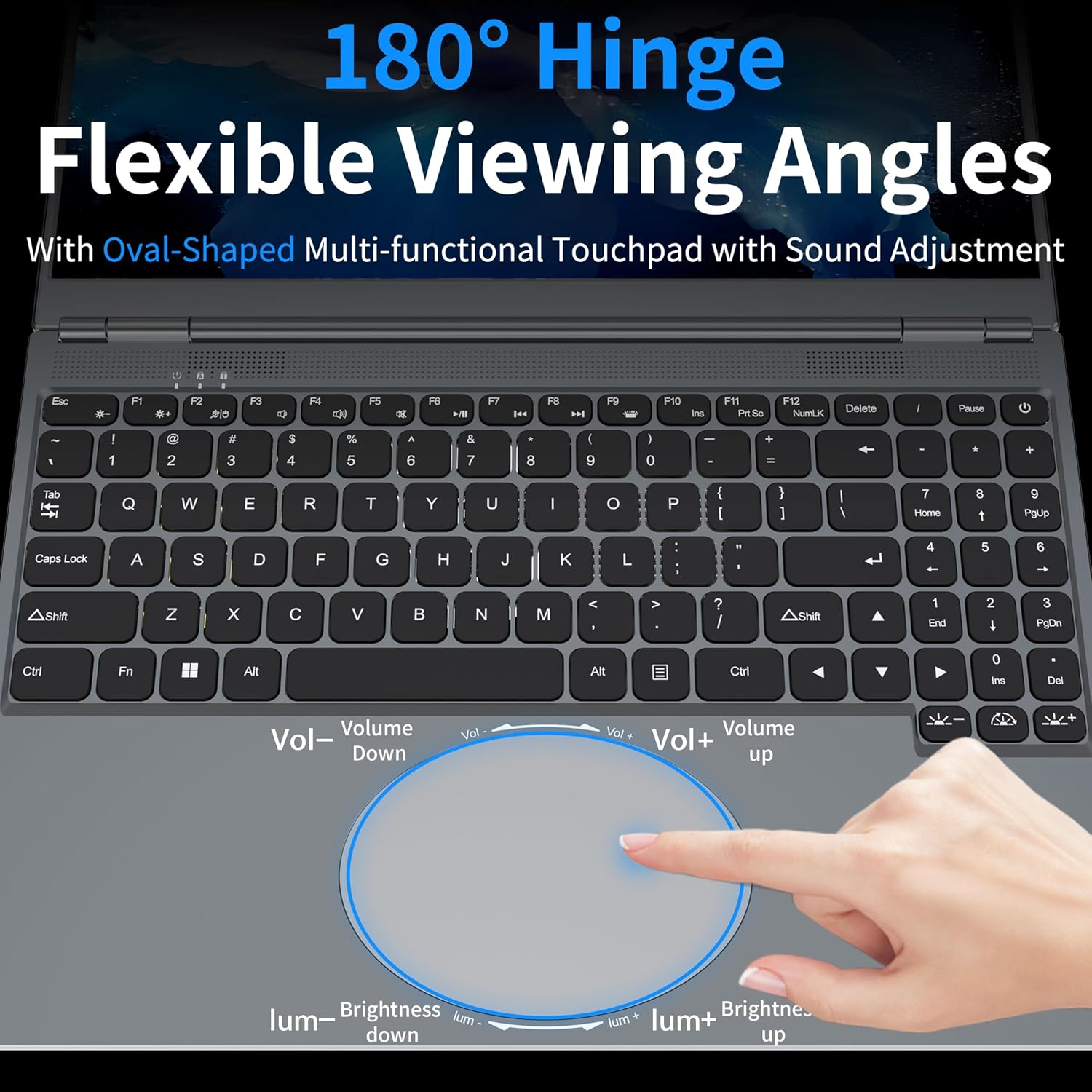 16' Touch Screen Laptop, i3-8109U, 32GB RAM, 512GB SSD, RGB Backlit Keyboard, Face & Fingerprint Recognition, 180 Degree Opening and Closing, Win 11 Pro(32GB RAM | 512GB SSD)