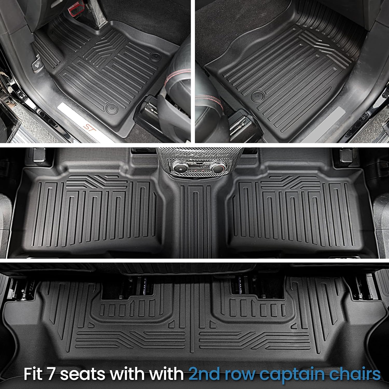 Floor Mats for 2020-2025 2026 Ford Explorer 7 Seats Bench Seat Car Mat Accessories, All Weather TPE Cargo Mat Backrest Mat Active/Platinum