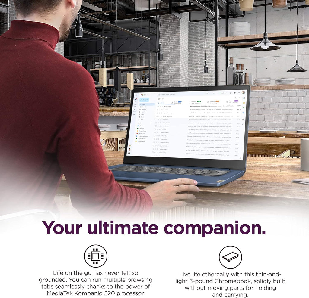 Lenovo Chromebook 14 Laptop (14' FHD Touchscreen, 8-Core 2.0GHz Processor, 4GB RAM, 128GB (64GB eMMC + 64GB SD Card)) Anti-Glare, 13-Hr Long Battery Life, Webcam, IST HUB, Chrome OS w/Google AI, Blue