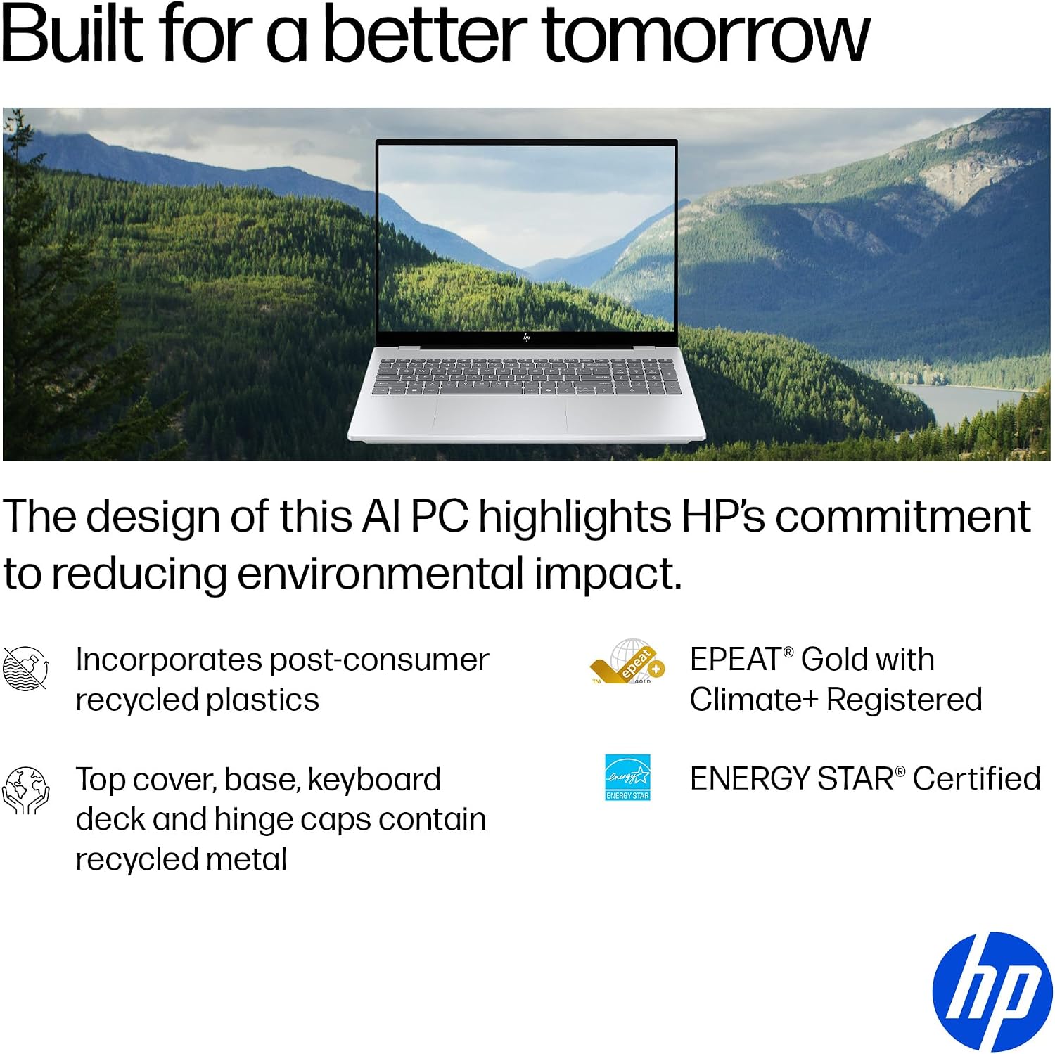 HP OmniBook 7 16 inch AI PC, 2K Touchscreen, Intel Core Ultra 7 255H, 16 GB RAM, 2 TB SSD, NVIDIA GeForce RTX 4050 Laptop GPU, Windows 11 Home, Glacier Silver, 16-ay0500nr