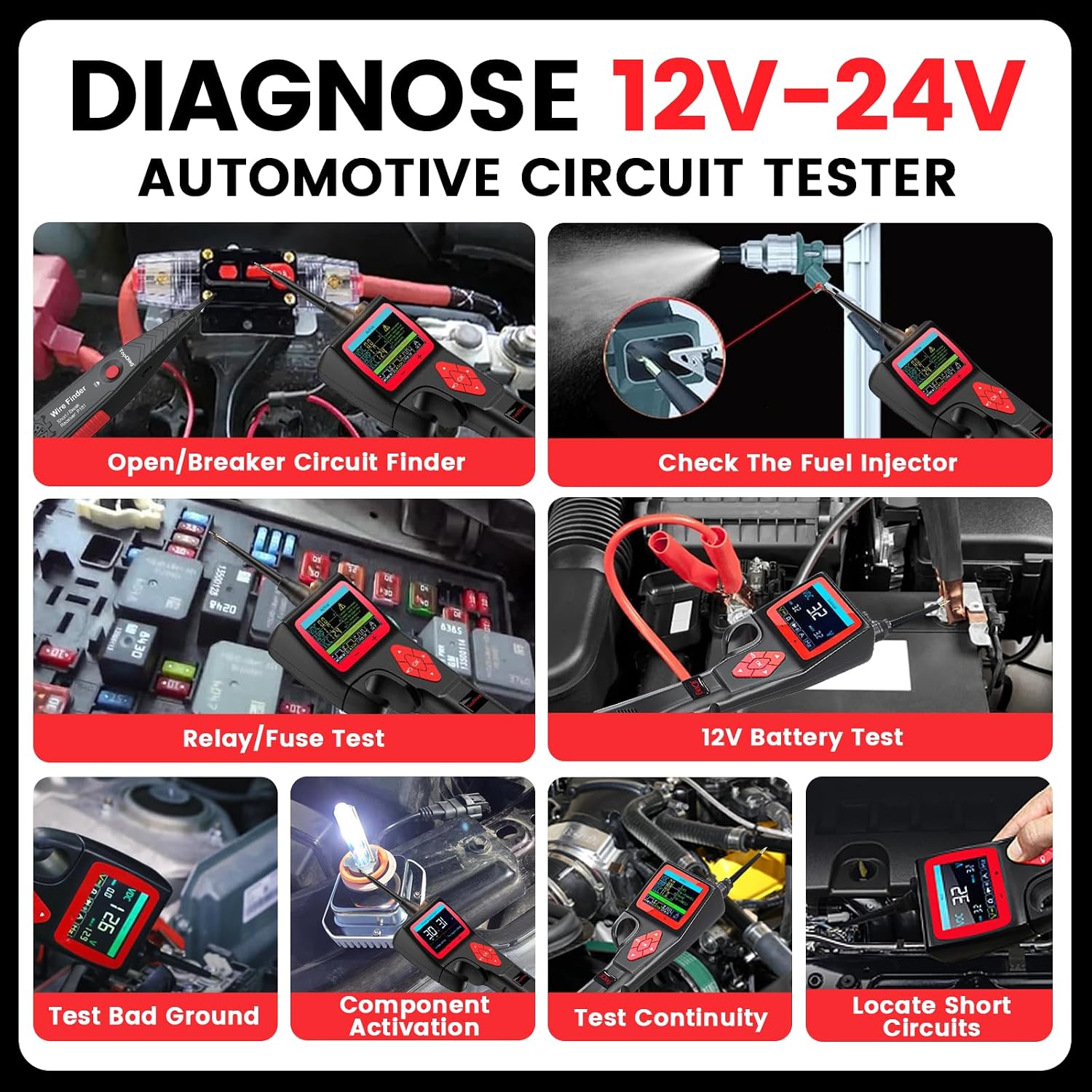 TopDiag P200 Power Circuit Probe Kit - Automotive Circuit Tester with 2024 Online Update, 9~30V Voltage Range, Multimeter, Relay Test, Fuel Injector Tester, Activating Component, Oscilloscope Mode