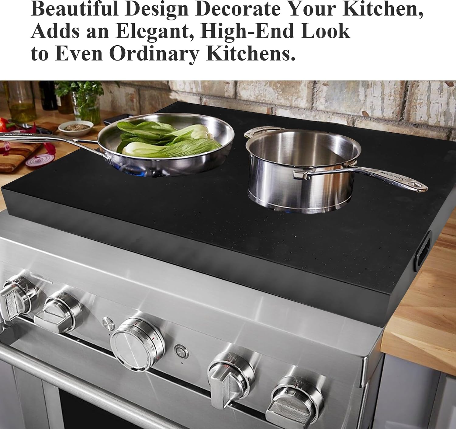 Stainless Steel Gas Stove Top Cover, Noodle Board Cooktop Cover, Kitchen Organizer for Gas and Electric Stove Range Expanding Kitchen Space, Large Size 30'x 22'x3', Black