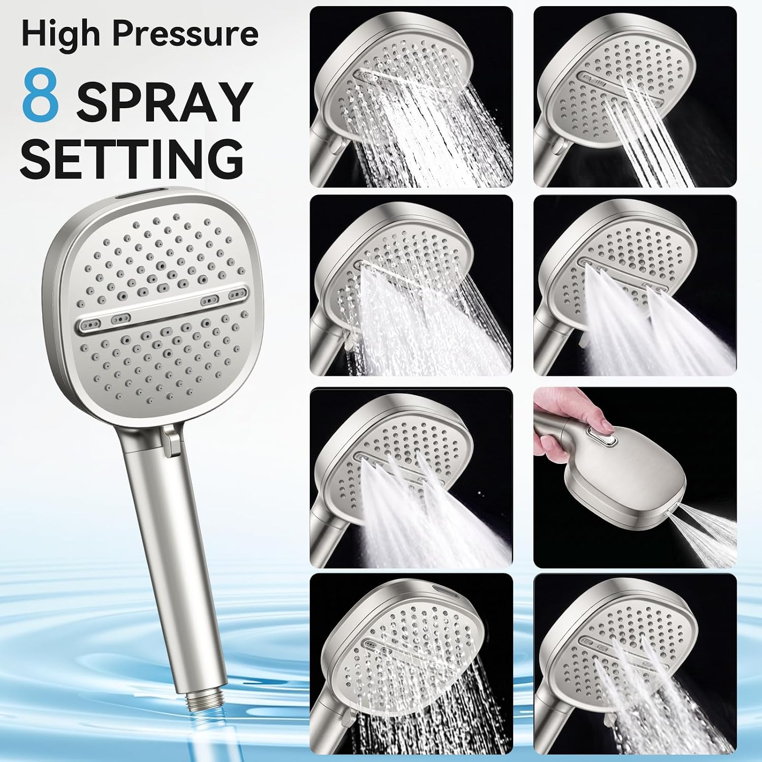 Shower Faucet Set Brushed Nickel Shower System, Dual Head Shower Set STARBATH 12'' Ceiling Mount and 6''Wall Mount Rainfall Shower Systems with Multifunctional Filtered Handheld Sprayer