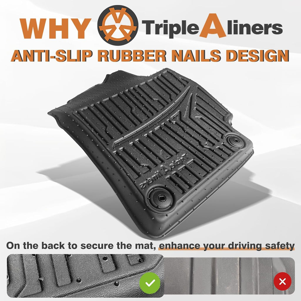 TripleAliners All Weather Floor Mats Compatible with 2024 2025 2026 KIA K4 Accessories 1st & 2nd Row Liners TPE Full Coverage Protection Waterproof Car Floor Liners