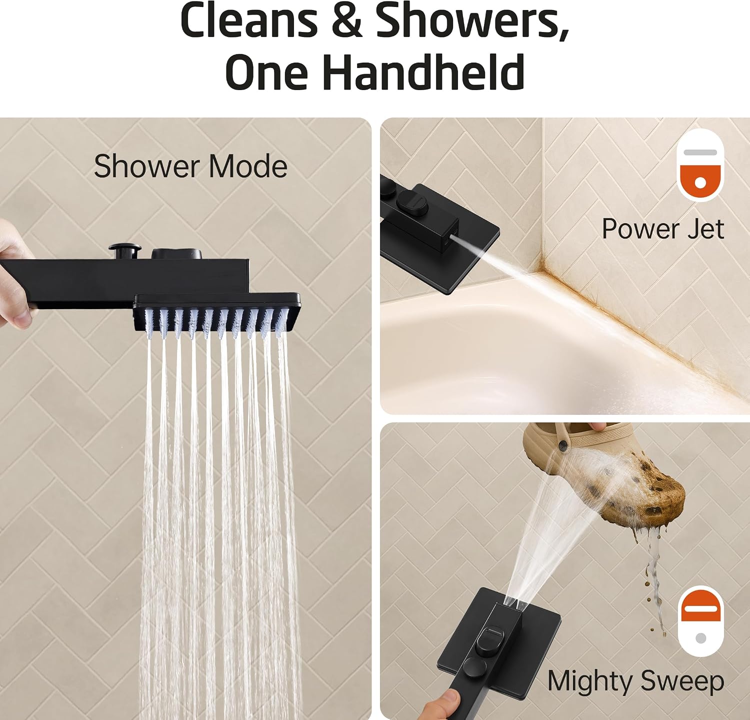 KES Black Shower Faucet Set with 12' Rectangle Rain Head, 18/8 stainless steel Shower Head System with 3-Modes Handheld Spray, Pressure-Balanced Anti-Scald Valve, XB6247S12-BK