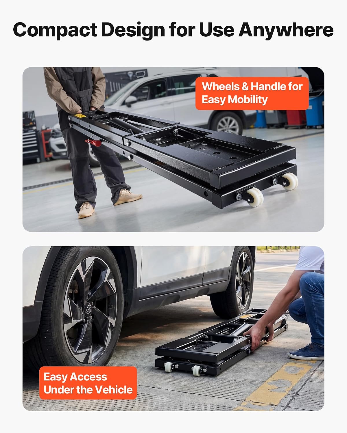 VEVOR Portable Car Lift, 9000 lbs Capacity, Heavy Duty Steel Truck Lift with 28' Max Height, 120V Power Unit, Wheels, 4 Rubber Pads & 4 Lifting Columns for Cars, SUVs, Trucks, Home Garage or Shop Use