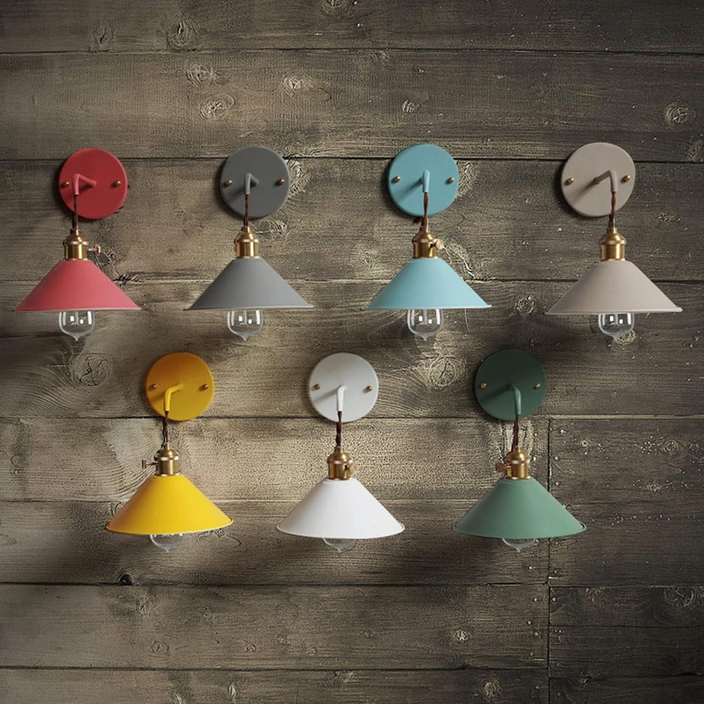 Nordic Wall Sconce Lamps - Macaron E26 Edison Copper Wall Mounted Lighting, Frosted Paint Body Bedside & Bathroom Vanity Spotlights