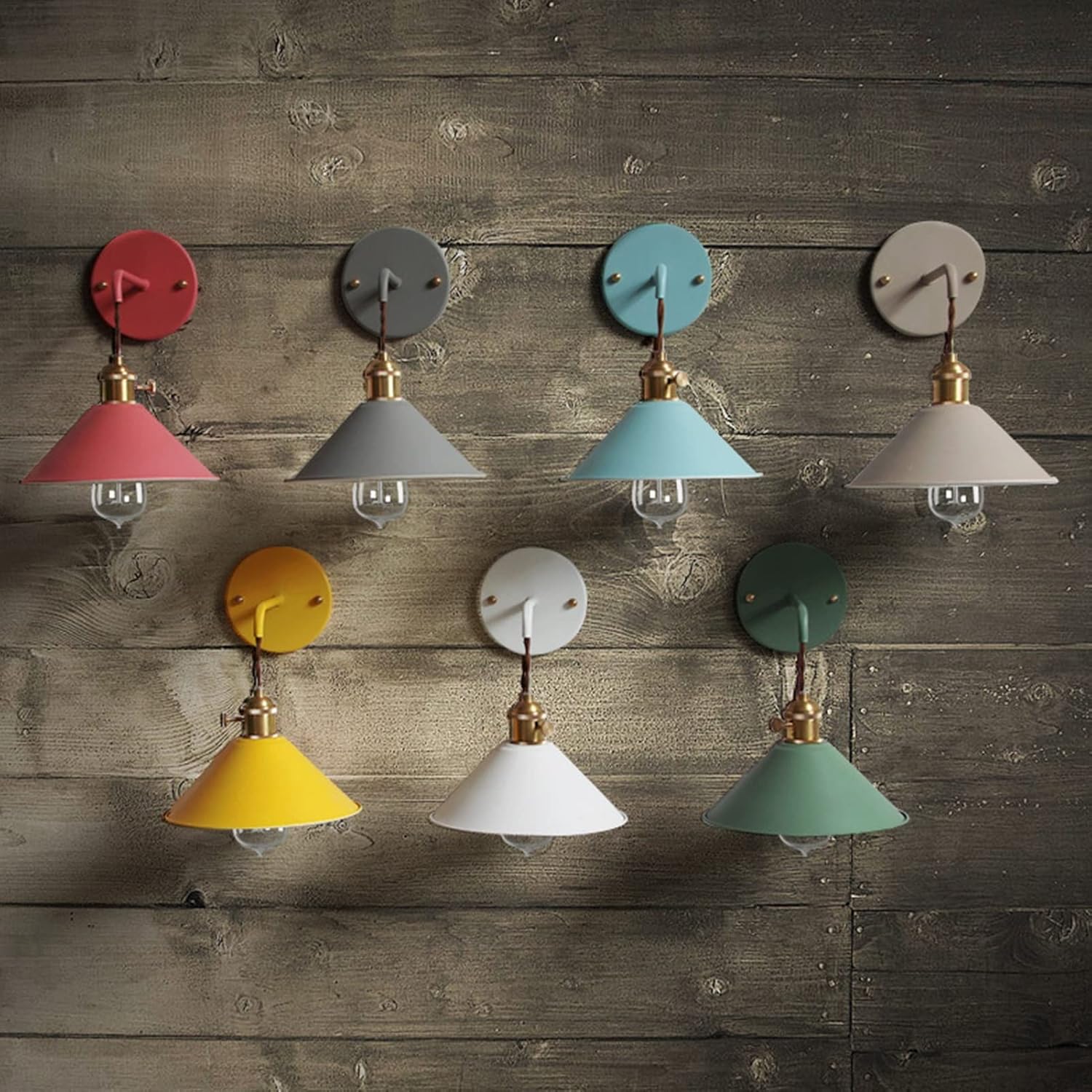Nordic Wall Sconce Lamps - Macaron E26 Edison Copper Wall Mounted Lighting Fixture with Frosted Paint Body, Bedside Lamp & Bathroom Vanity Spotlights