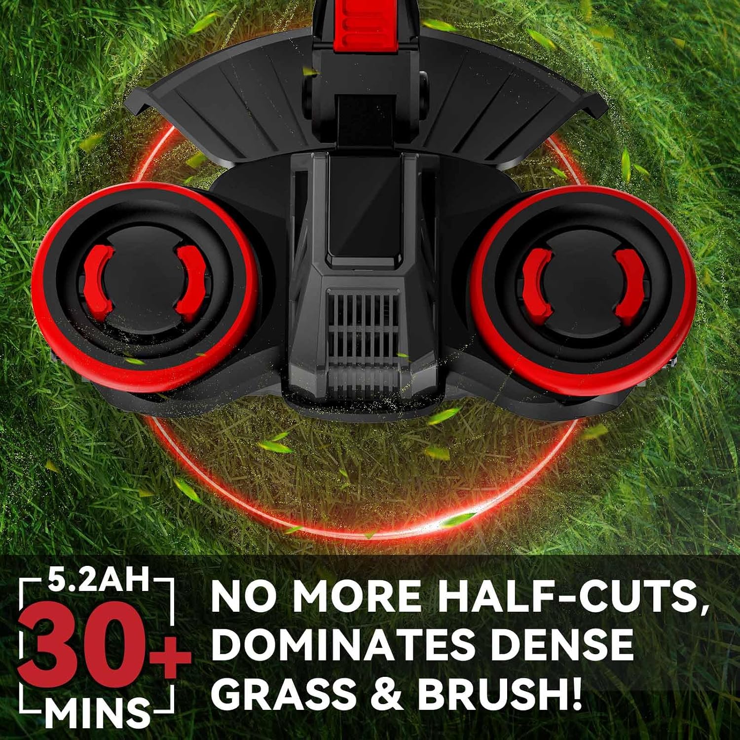 20V Cordless Weed Wacker with Brushless Motor, Electric Weed Wacker Battery Powered, 3-in-1 Brush Cutter & Edger & Lawn Mower with 5.2Ah Battery and Charger, 30+Mins, K&GO Force
