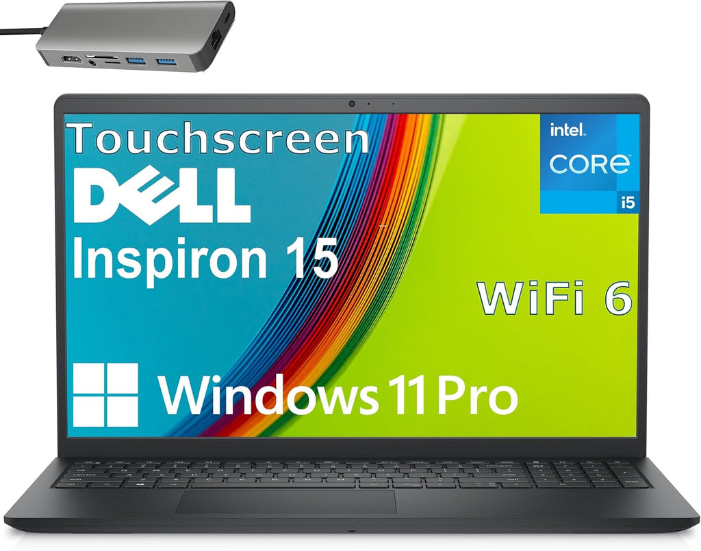 Dell Touchscreen Laptop Computer Inspiron for Home Student Business, Intel 10-Core i5-1334U (Beat i7-1250U), 16GB DDR4 RAM, 512GB PCIe SSD, 15.6' FHD, WiFi 6, Bluetooth, Windows 11 Pro S, Type-C Hub