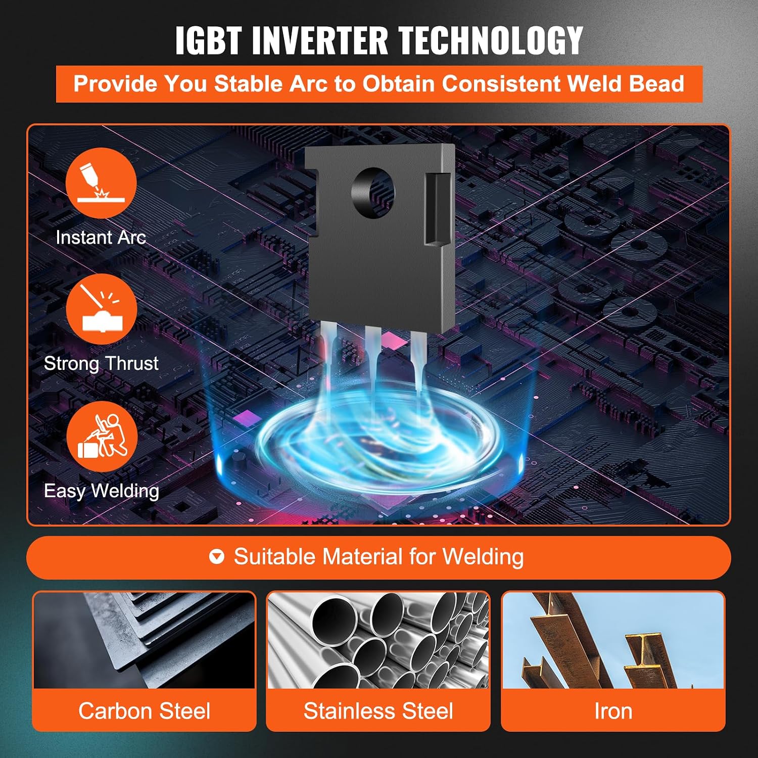 VEVOR MIG Welder, 3 in 1 270 Amp Welding Machine, 110 220V MIG Lift TIG Arc Welder, Portable Lift TIG Welder ARC Welder with IGBT DC Inverter, LCD Digital Display, Welder Torch and Welding Wire