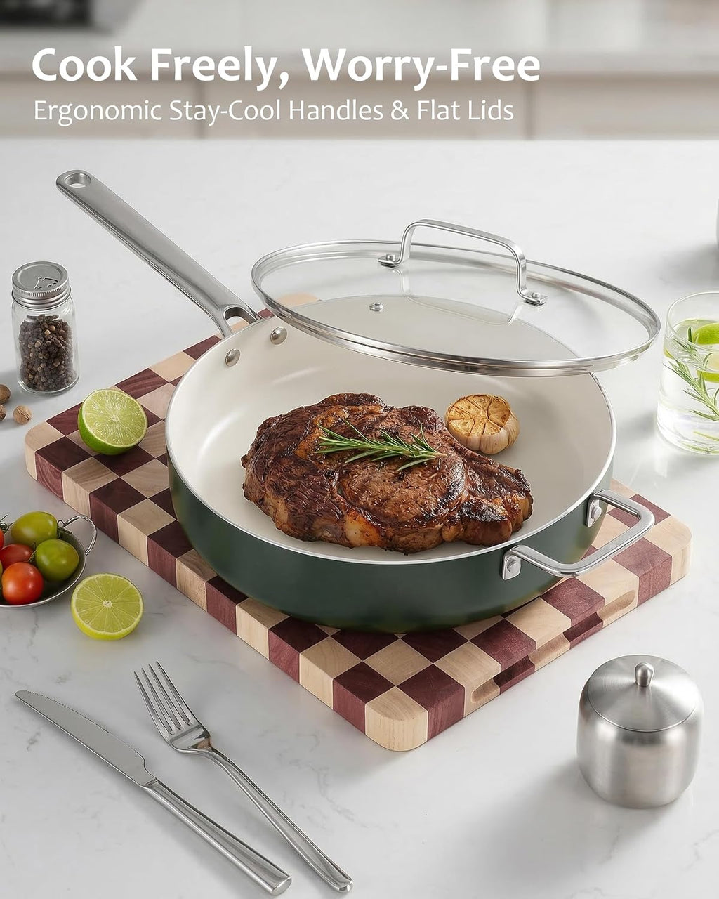 Pots and Pans Set - Nonstick Creamic Kitchen Cookware Sets Non Toxic Cookware Set With Dutch Oven, Frying Pan, Saucepan, Sauté Pan, Cooking Utensils Set, Pots and Pans for Cooking Set Gifts