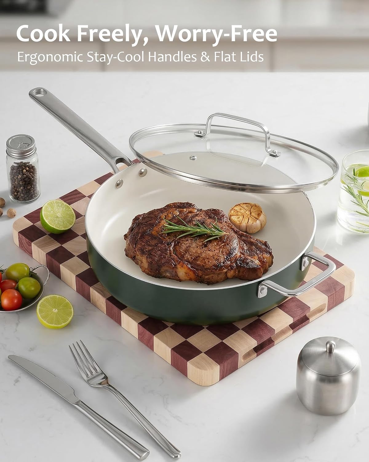 Pots and Pans Set - Nonstick Creamic Kitchen Cookware Sets Non Toxic Cookware Set With Dutch Oven, Frying Pan, Saucepan, Sauté Pan, Cooking Utensils Set, Pots and Pans for Cooking Set Gifts