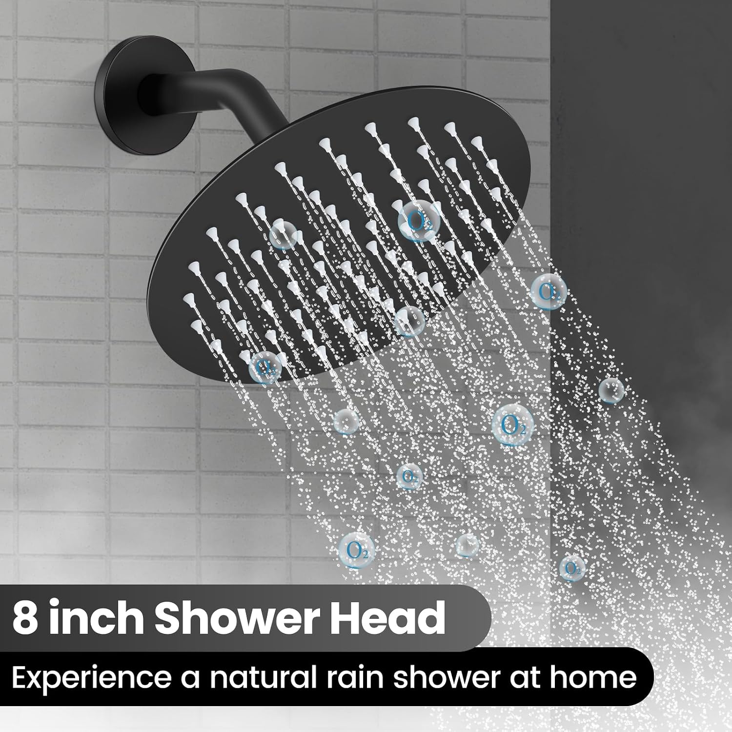 Airuida Shower Faucet Set, Bathtub Faucet Set with 8 Inch Rain Shower Head and Valve,2 Functions Tub Shower Faucet Set for Bathroom-Matte Black