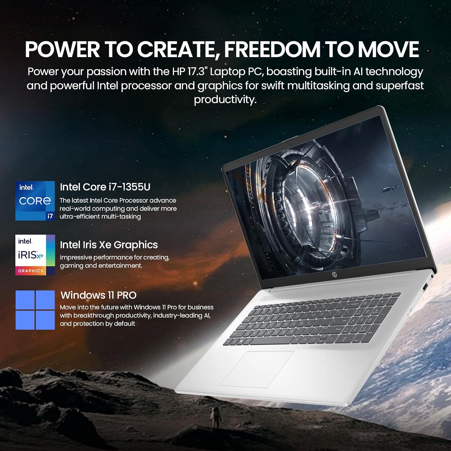 2026 HP 17 Inch Laptop Touchscreen Computer, 17.3' HD+ Touch Screen Business Laptop PC, 13th Gen Intel Core i7, Windows 11 Pro | Backlit Keyboard 10-Key | Fingerprint | Type-C | 32GB RAM 2TB SSD