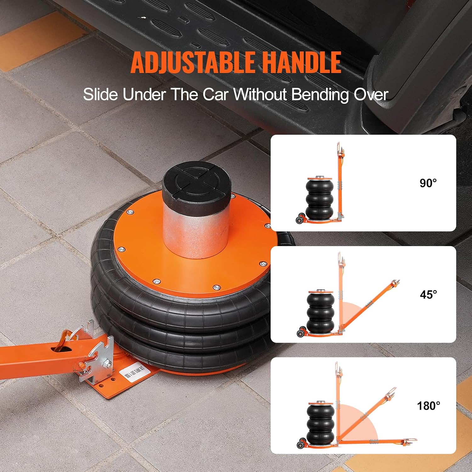 VEVOR Air Jack, 5 Ton/11000 lbs, 4-10 S Pneumatic Lifting Jack with Heightened Column & Adjustable Handle, Easy-to-Lift & Space-Saving Jack with Thick Rubber Pad, Fits for Sedan, SUV, Pickup Truck