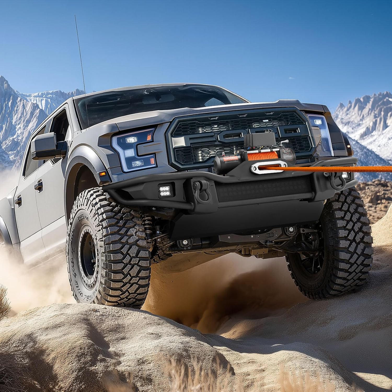 VEVOR 13,500 lb Electric, Truck Winch 12V DC 3/8 in x 80 ft Synthetic Rope Aluminum Fairlead Wireless & Wired Remote Control, 13500 lbs, IP55 Waterproof Towing for Off Road Jeep SUV Boat