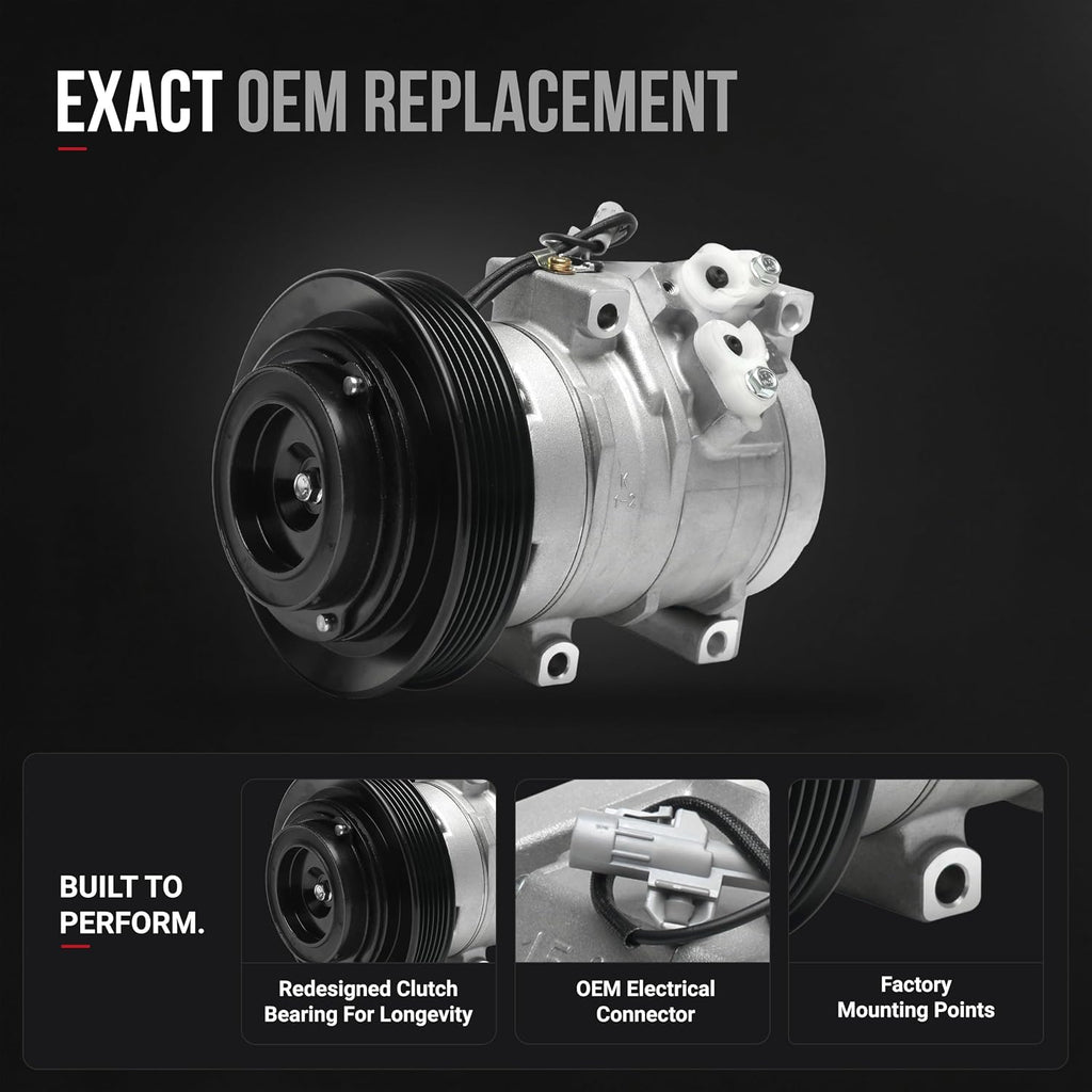 Replacement AC Compressor and Clutch Kit - Compatible with Toyota Vehicles - 2003, 2004, 2005, 2006, 2007, 2008 Corolla, Matrix 1.8L - Replaces 8832002120, CO 27000C, CS20101, 295525NH, 144004C, 1419N