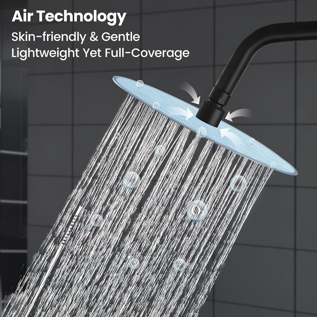 Airuida Shower Faucet Set, Bathtub Faucet Set with 8 Inch Rain Shower Head and Valve,2 Functions Tub Shower Faucet Set for Bathroom-Matte Black