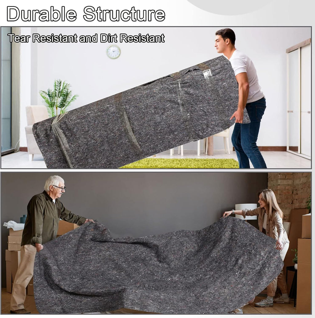 32 Pieces Textile Moving Blankets Bulk 54 x 72 Inch Furniture Blanket High Tensile Strength Pads Shipping Packing Blanket for Moving Furniture Floors Moves and Storage Equipment(Grey)