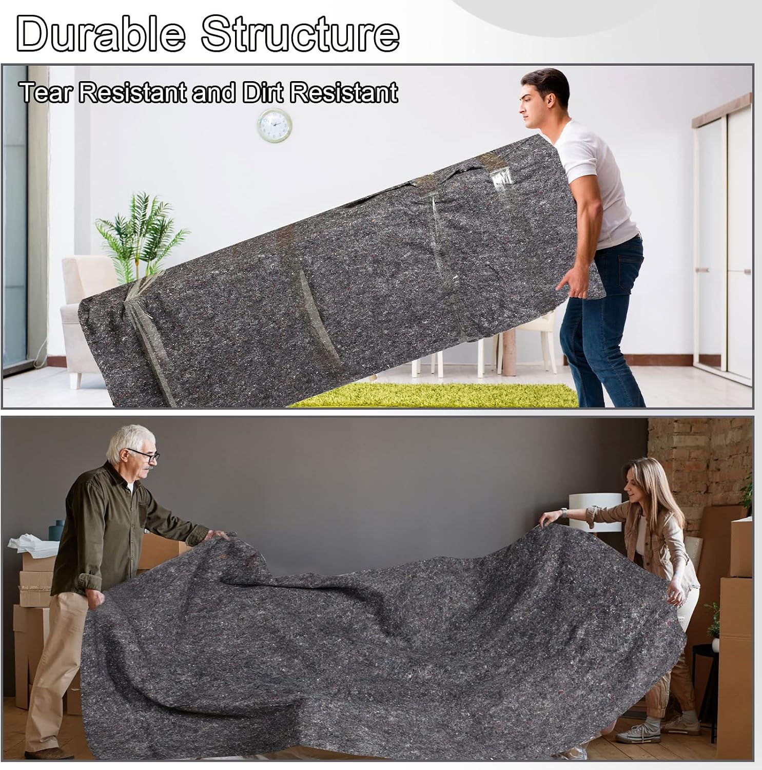 32 Pieces Textile Moving Blankets Bulk 54 x 72 Inch Furniture Blanket High Tensile Strength Pads Shipping Packing Blanket for Moving Furniture Floors Moves and Storage Equipment(Grey)