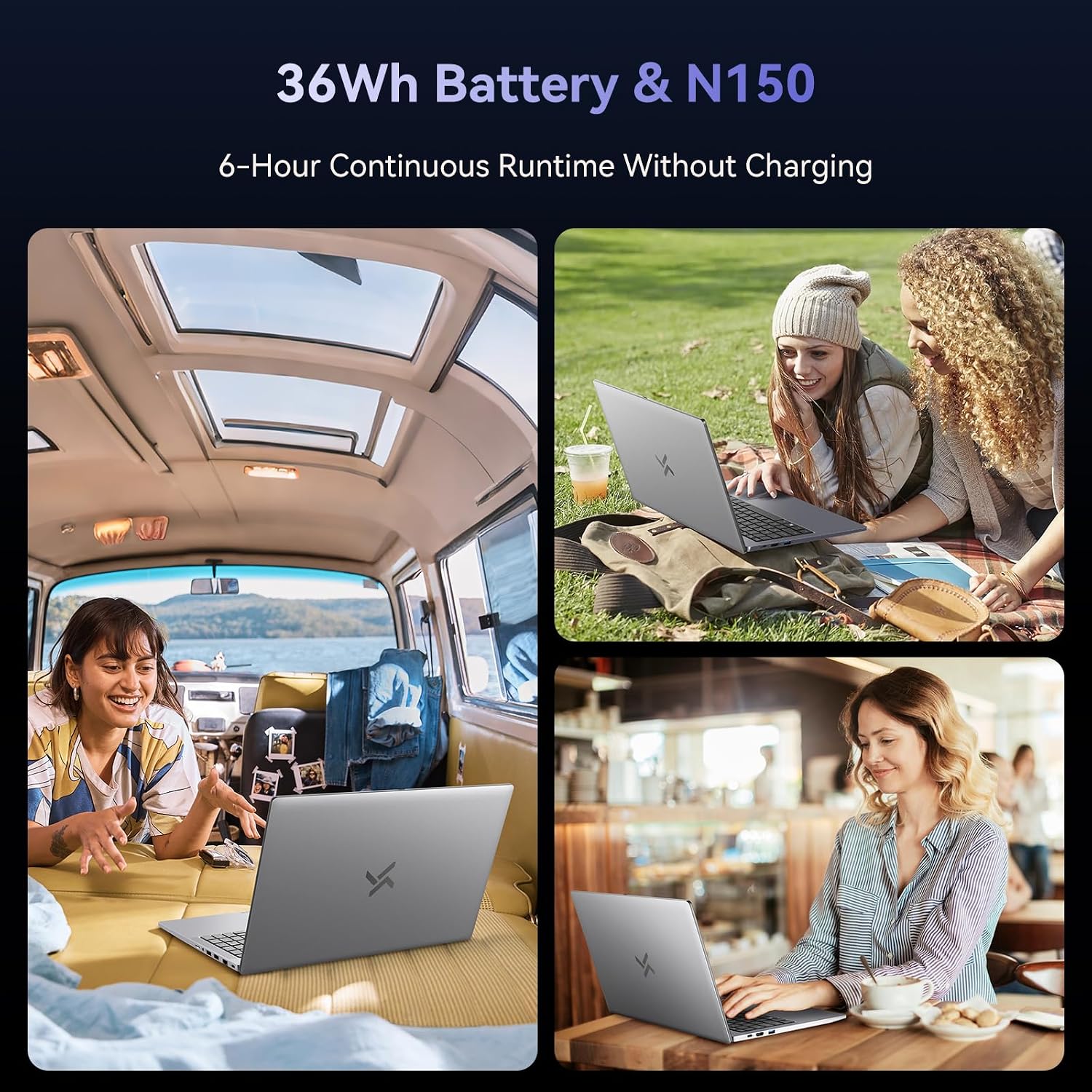 Huidun HiBook 6 15.6' N150 Laptop, 16GB RAM 512GB SSD, AI W-11 Notebook, FHD 1080P Screen, Full-Featured Type-C, Quiet Lightweight Computer, 3-Year Warranty, TUV Certified, Back to School