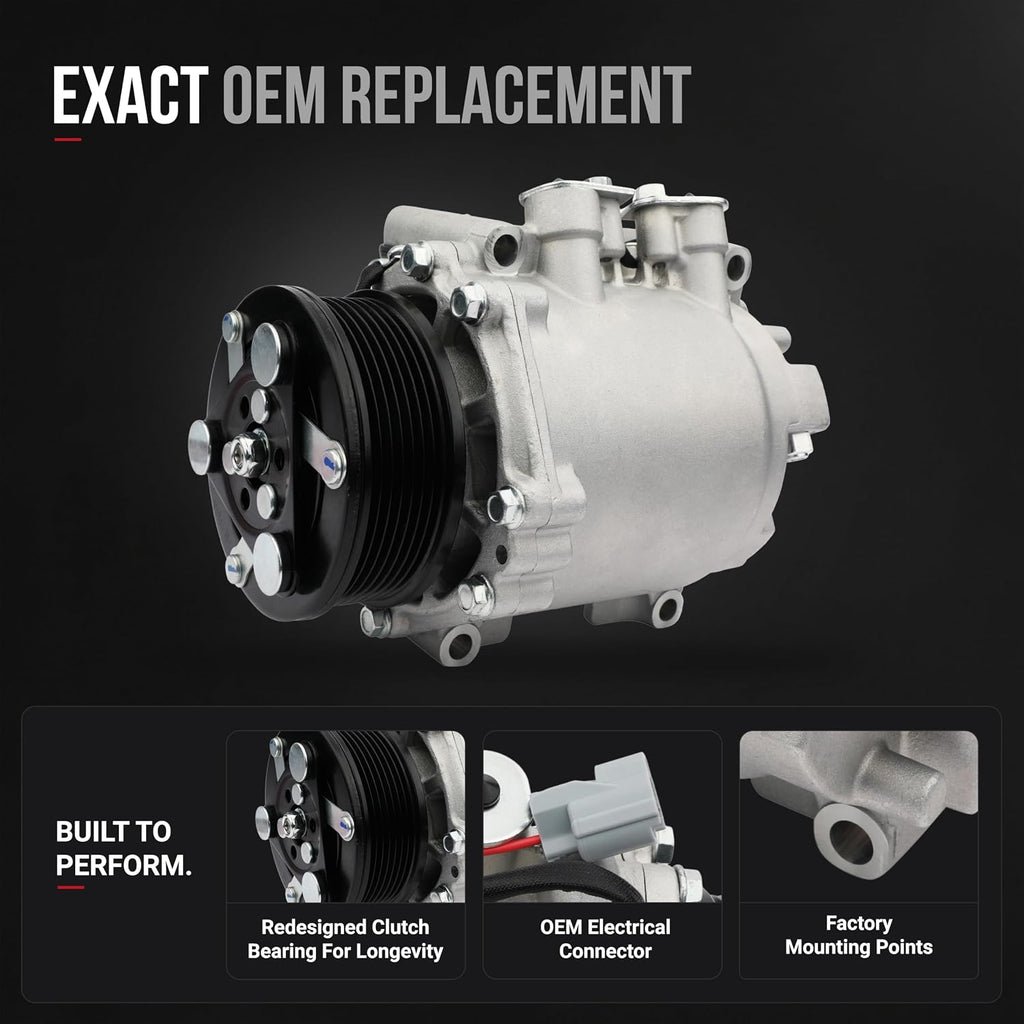 Honda CRV AC Compressor - Compatible with 2002-2006 Honda CR-V, 2.4L Vehicles - Replaces 10663AC, 1522110, 10345240, 10349721, 638951- HVAC Air Conditioner Compressor