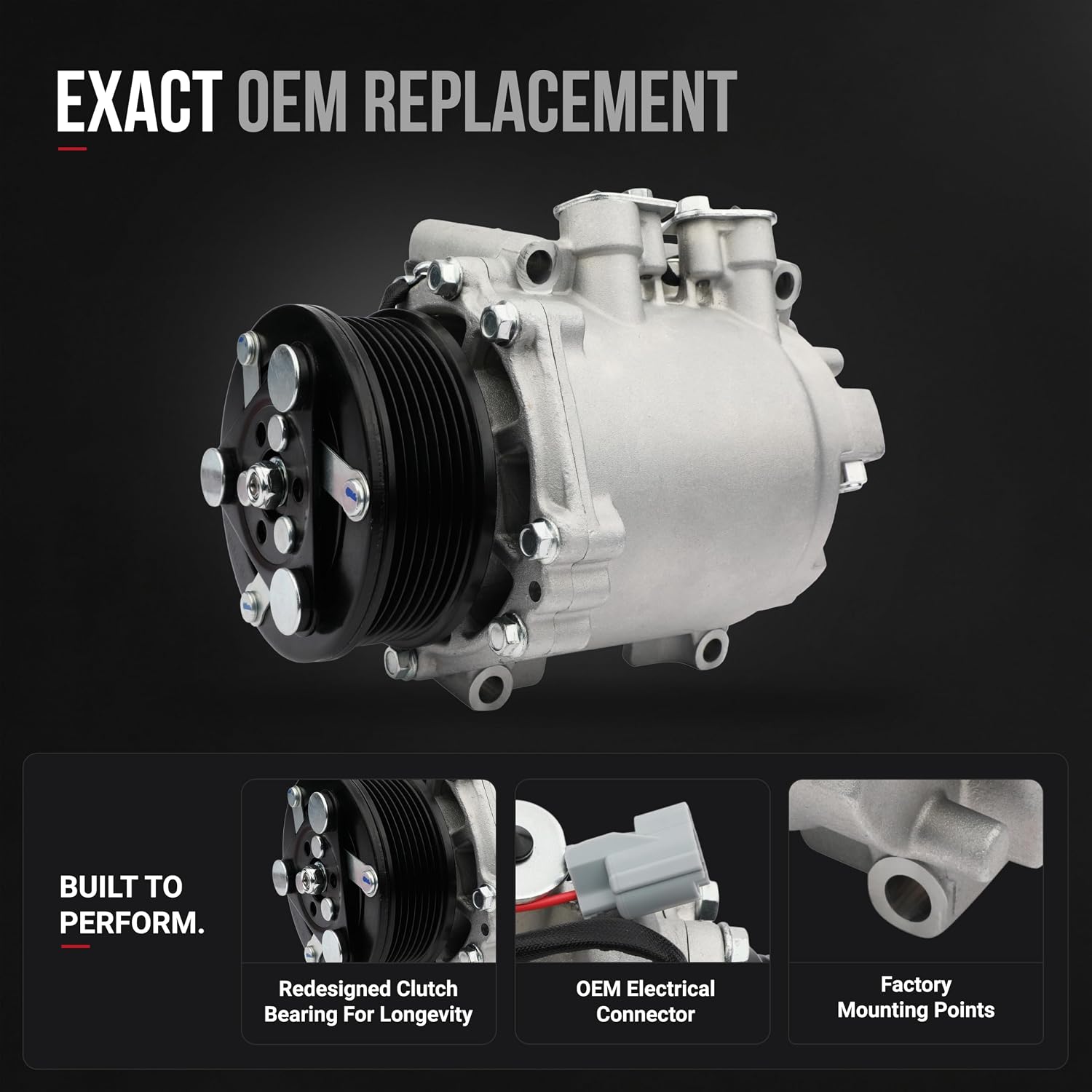 Honda CRV AC Compressor - Compatible with 2002-2006 Honda CR-V, 2.4L Vehicles - Replaces 10663AC, 1522110, 10345240, 10349721, 638951- HVAC Air Conditioner Compressor