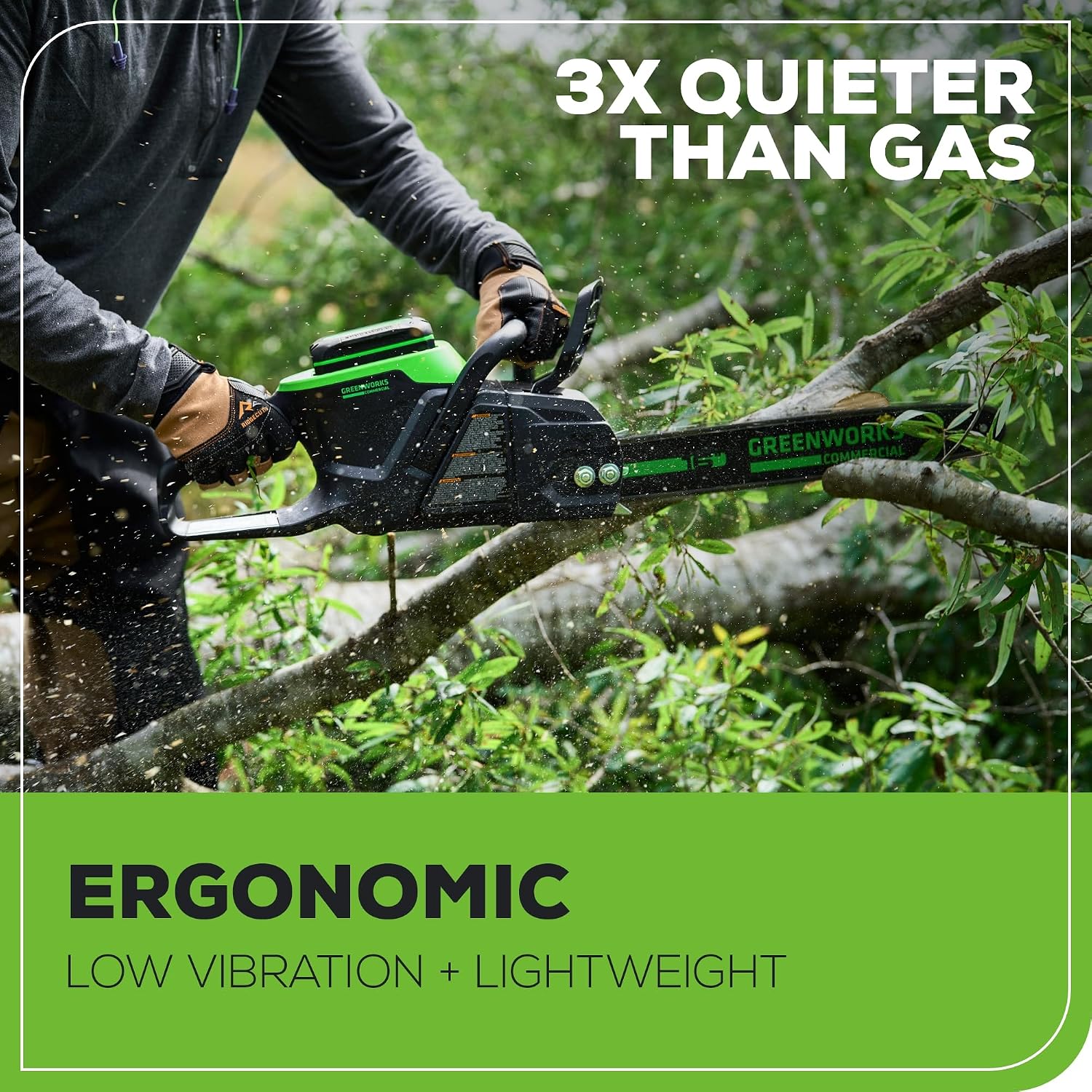 Greenworks 82V 16' Brushless (2.4 kW) Cordless Chainsaw (225 Cuts Per Charge), 4.0Ah Battery and Dual Port Rapid Charger (Great For Landscapers and Professionals