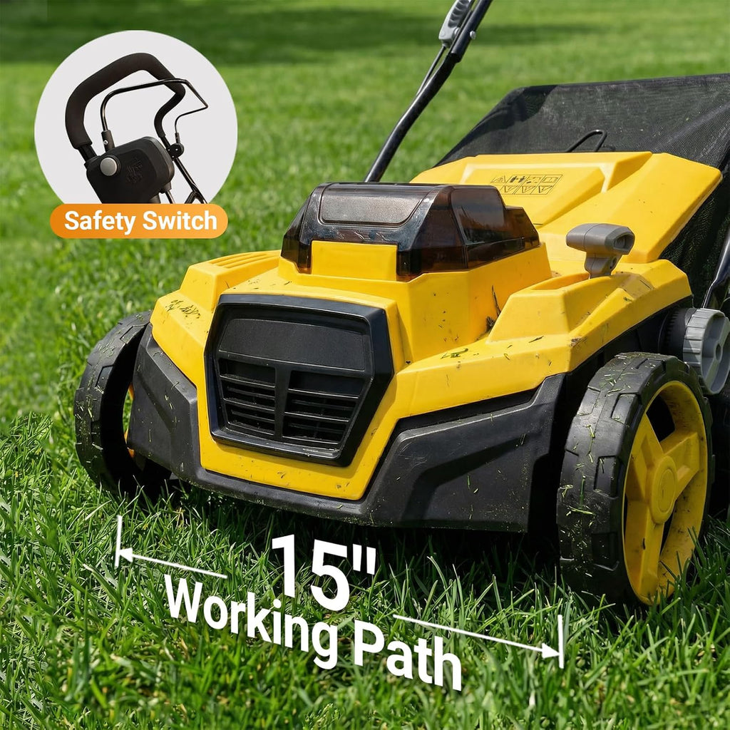 40V 15' Brushless Cordless Electric Dethatcher and Scarifier Compatible with Dewalt 20V Battery(Tool Only), w/12Gal Thatch Collection Bag, 5-Depth Adjustment, Quick-Fold, Walk Behind for Lawn Care