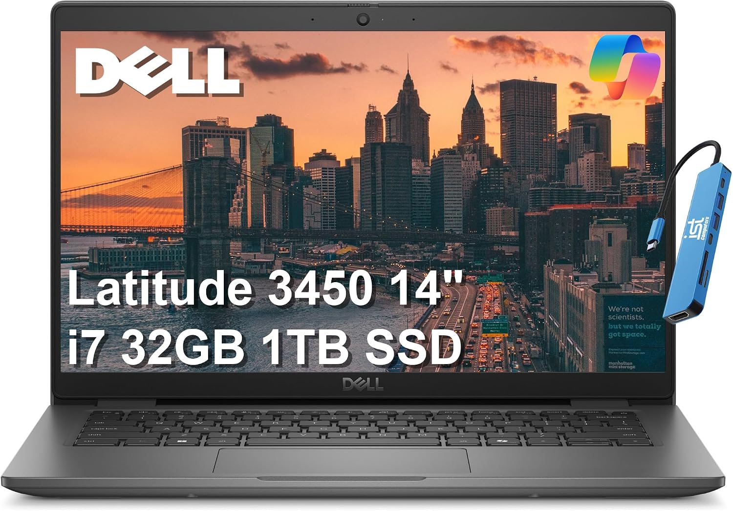 Dell Latitude 3450 3000 Business Laptop (14' FHD Anti-Glare, Intel Core i7-1355U, 32GB DDR5 RAM, 1TB SSD) Backlit, Fingerprint, RJ-45, 1080p HDR IR Webcam, Wi-Fi 6E, IST HUB, Win 11 Pro w/Copilot