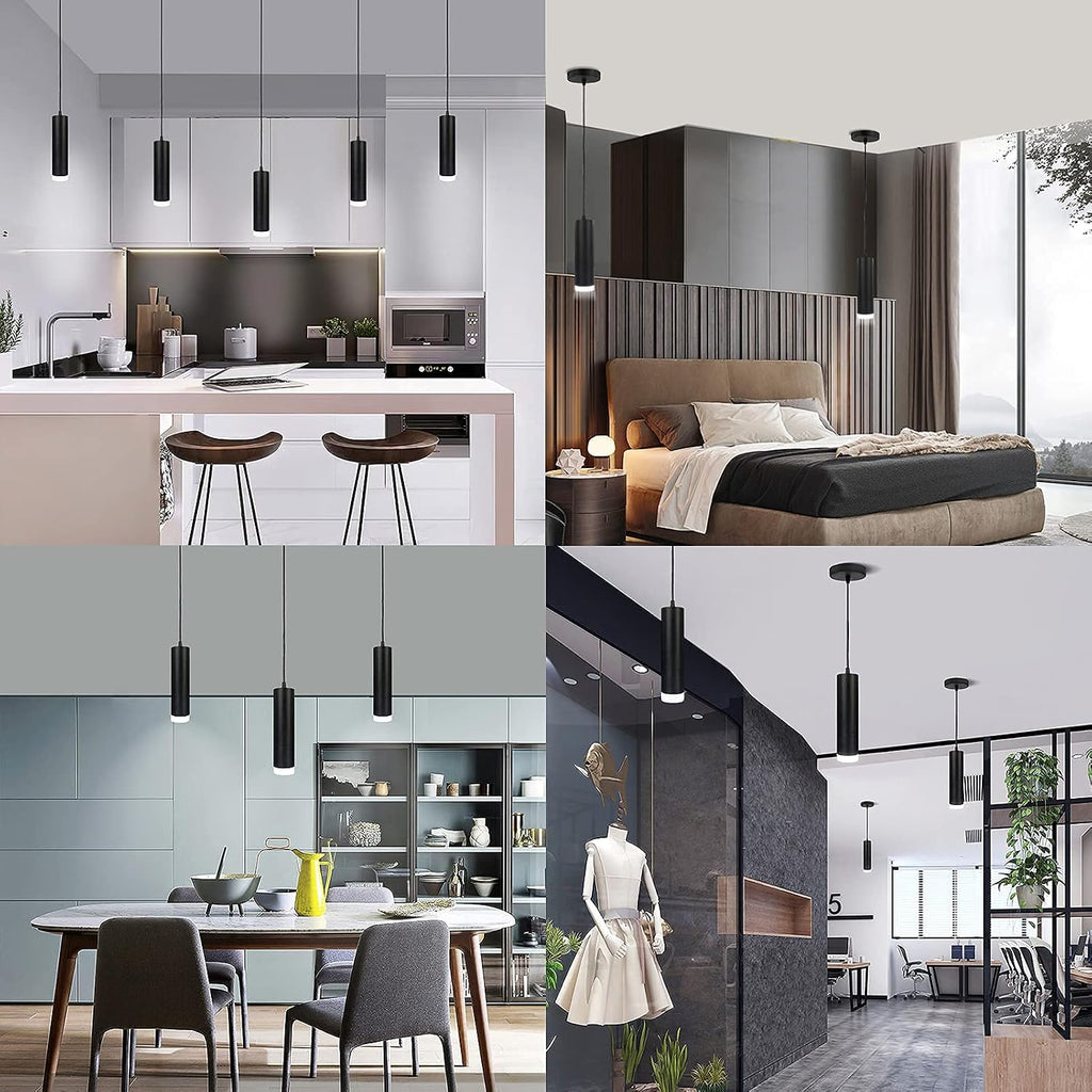 OKELI Pendant Lights, Modern Black Pendant Lights Fixture, Unique LED Pendant Lighting for Kitchen Island Bar,20W,4000K, ETL5026458(3Pack)
