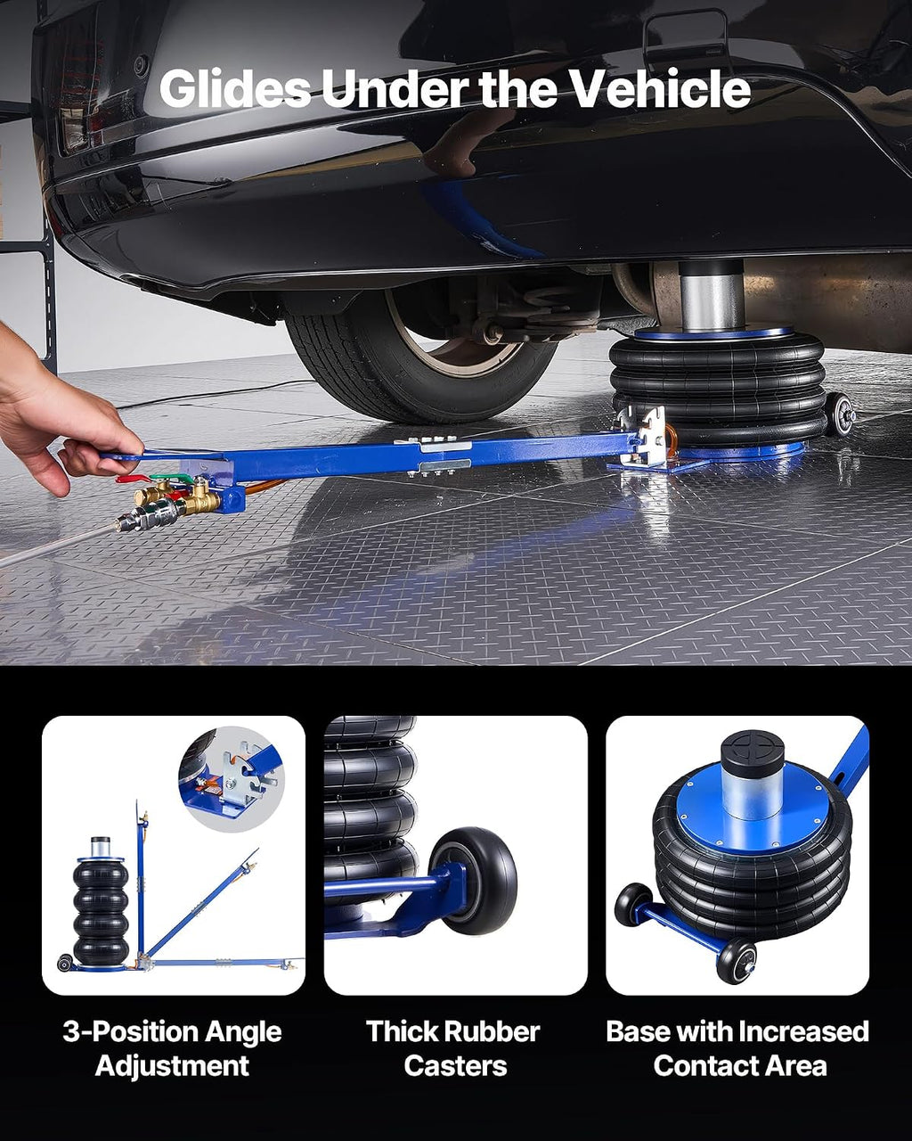 VEVOR Air Jack, 6 Ton/13227 lbs Airbag Jack, Lift Up to 26.5 inch with Heightened Column, Adjustable Handle & Thick Rubber Pad, 2-5 s Fast Lifting Pneumatic for Car, SUV, Pickup Truck Repair, Garage
