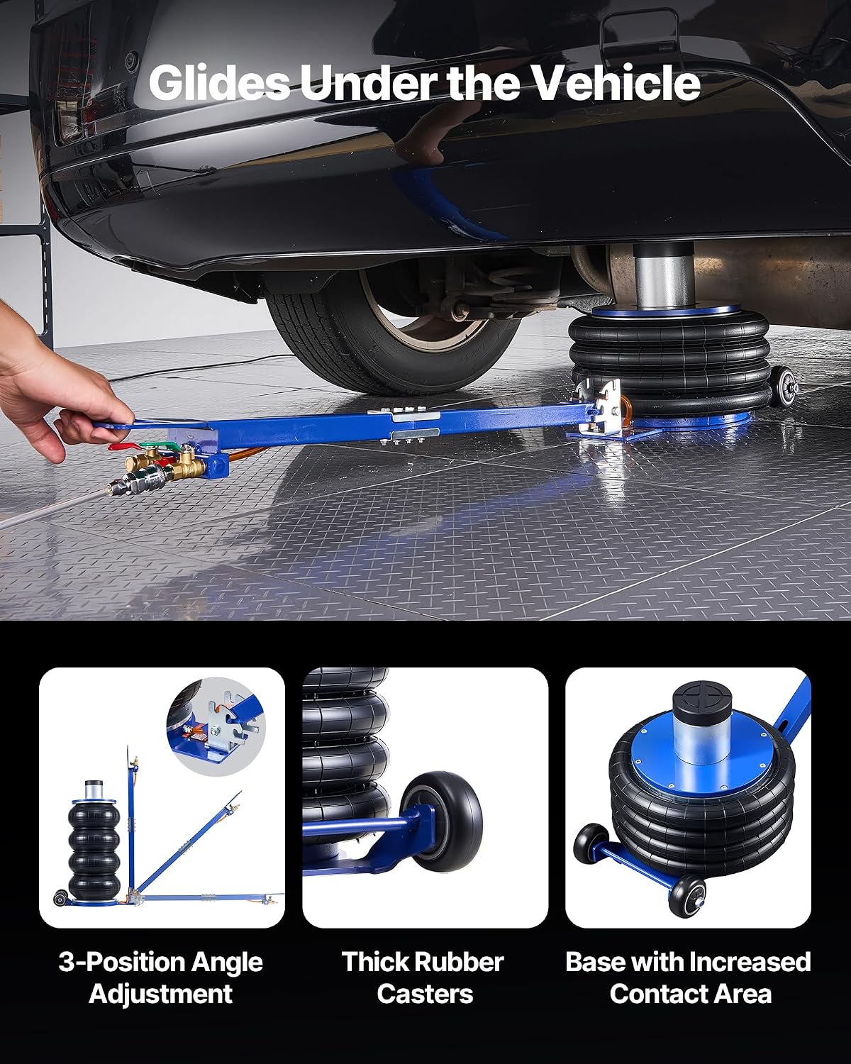 VEVOR Air Jack, 6 Ton/13227 lbs Airbag Jack, Lift Up to 26.5 inch with Heightened Column, Adjustable Handle & Thick Rubber Pad, 2-5 s Fast Lifting Pneumatic for Car, SUV, Pickup Truck Repair, Garage