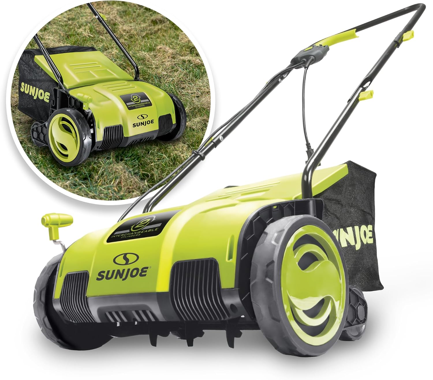 Sun Joe Corded Electric Lawn Dethatcher and Scarifier, 12-Amp, 12.6-Inch Cutting Width - Heavy-Duty Yard Trimmer and Mower Machine for Gardening Care and Maintenance, AJ798E