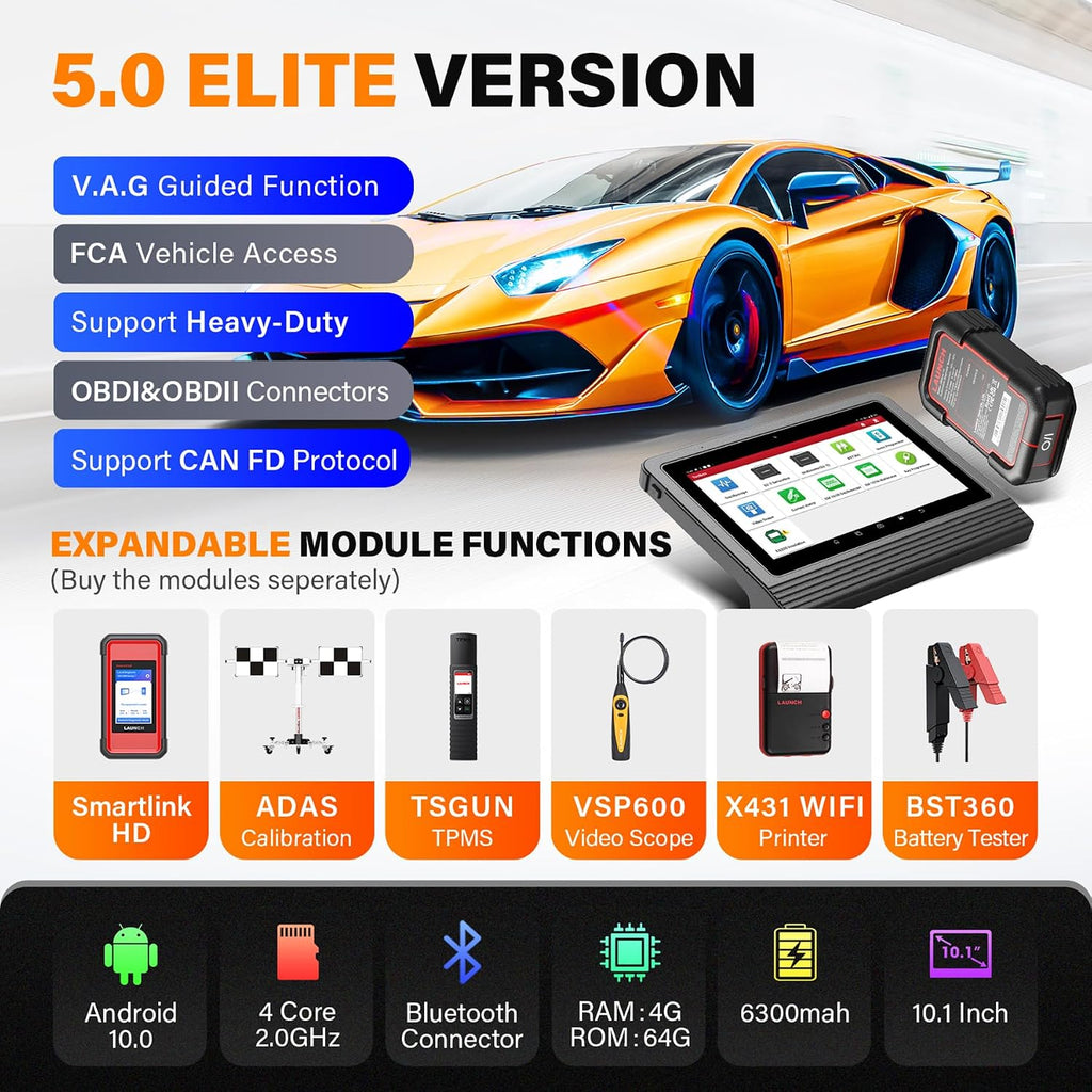 Launch X431 PRO3 (V+) V5.0 2026 Upgraded Bidirectional Scan Tool, OEM Topology Map, Scan HD Trucks, AutoAuth for FCA SGW, ECU Coding, 55+ Services, All System Diagnose, 2-Year Free Update, CAN FD