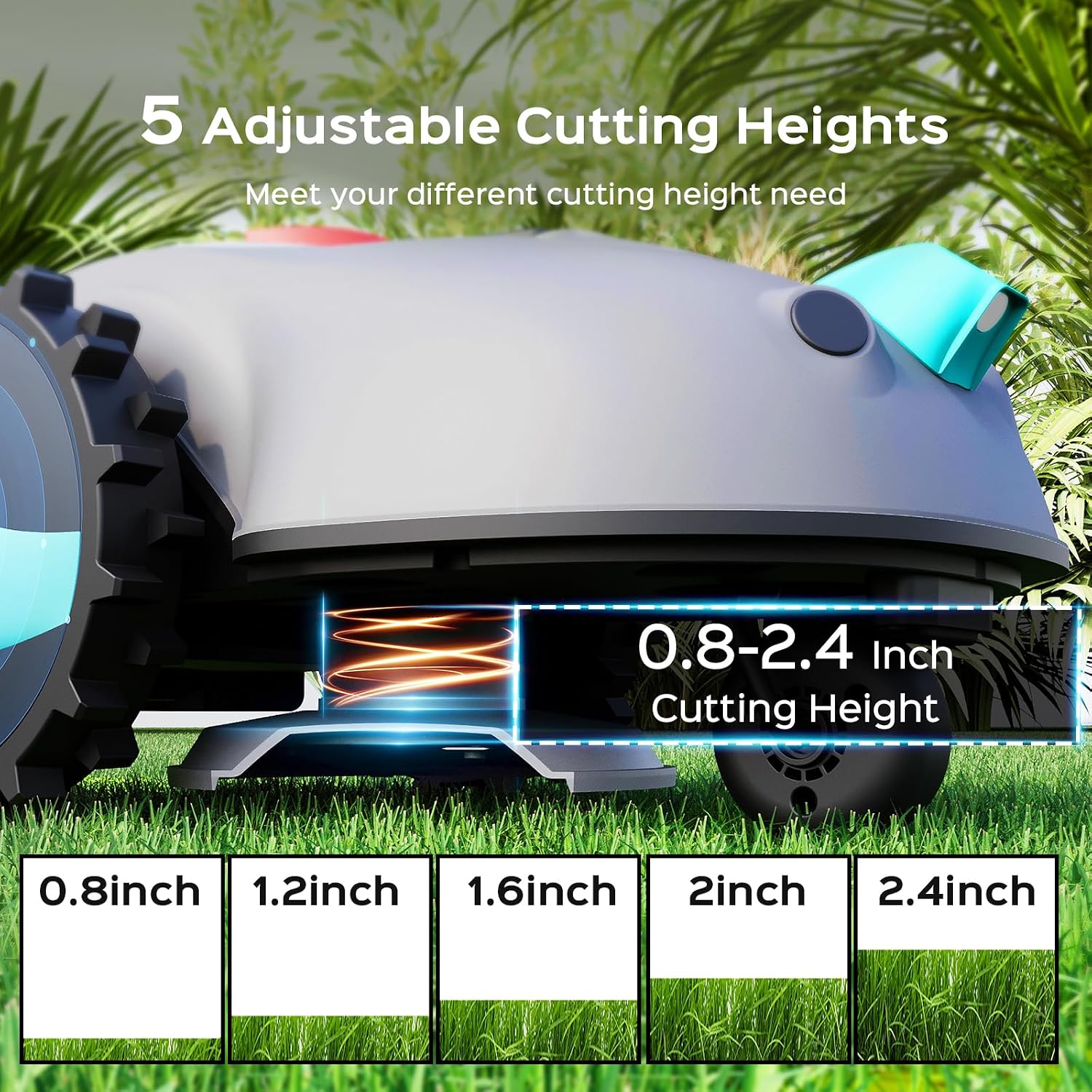 V100 Robotic Lawn Mower with Visual Navigation, Smart Obstacle Avoidance, Adjustable Cutting Height, Low Noise – Ideal for Small Lawns