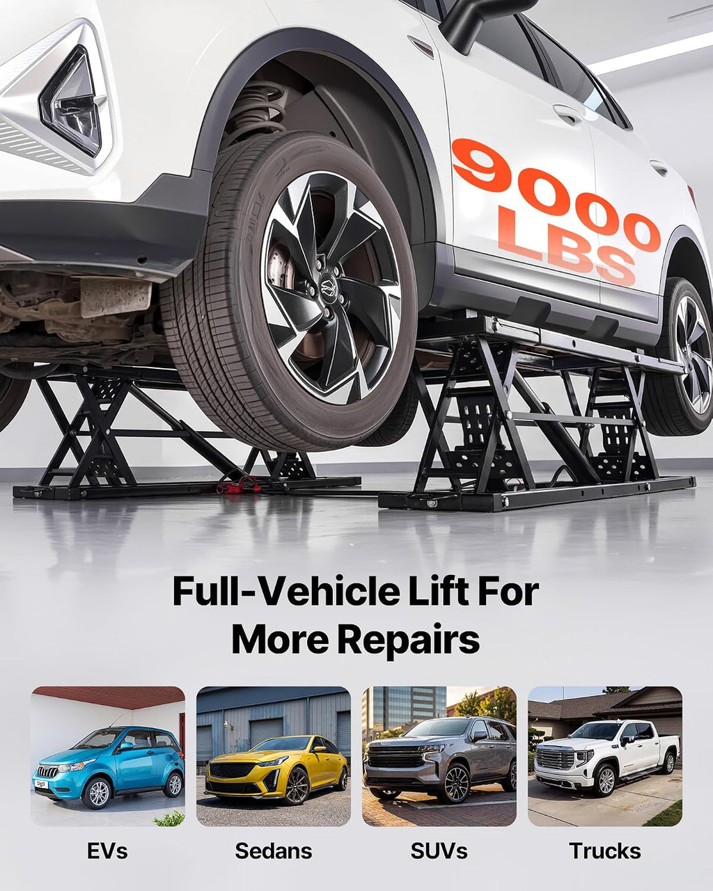 VEVOR Portable Car Lift, 9000 lbs Capacity, Heavy Duty Steel Truck Lift with 28' Max Height, 120V Power Unit, Wheels, 4 Rubber Pads & 4 Lifting Columns for Cars, SUVs, Trucks, Home Garage or Shop Use