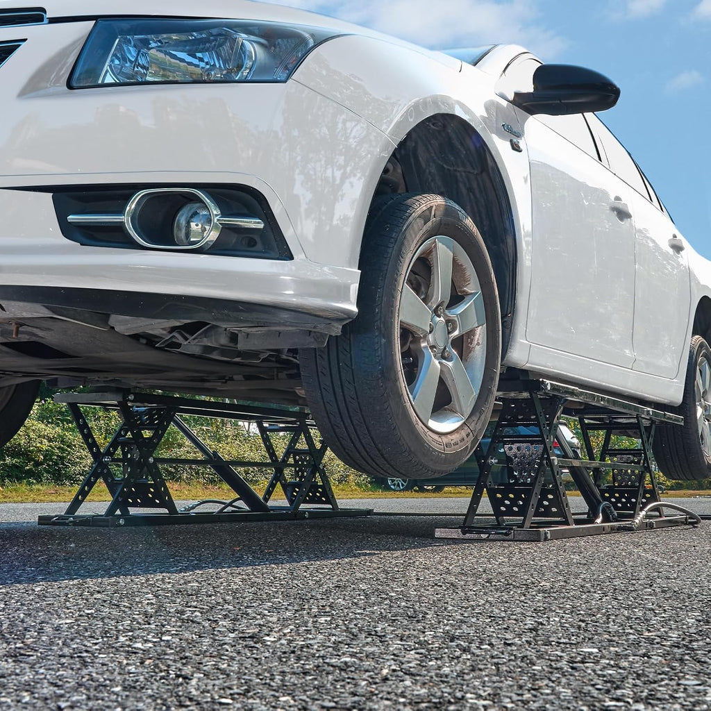 VEVOR Portable Car Lift - 5,000 LBS Capacity, Extended-Length Plates, 25.6' Max. Height, Heavy-Duty Carbon Steel Truck Lift with 120V Power Unit