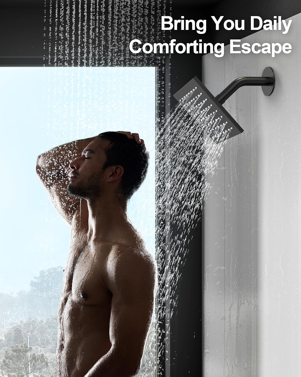 Thermostatic Shower System, 12 Inch Dual Rainfall Shower Heads for Ceilling & Wall Mounted with Handheld Sprayer, Matte Black