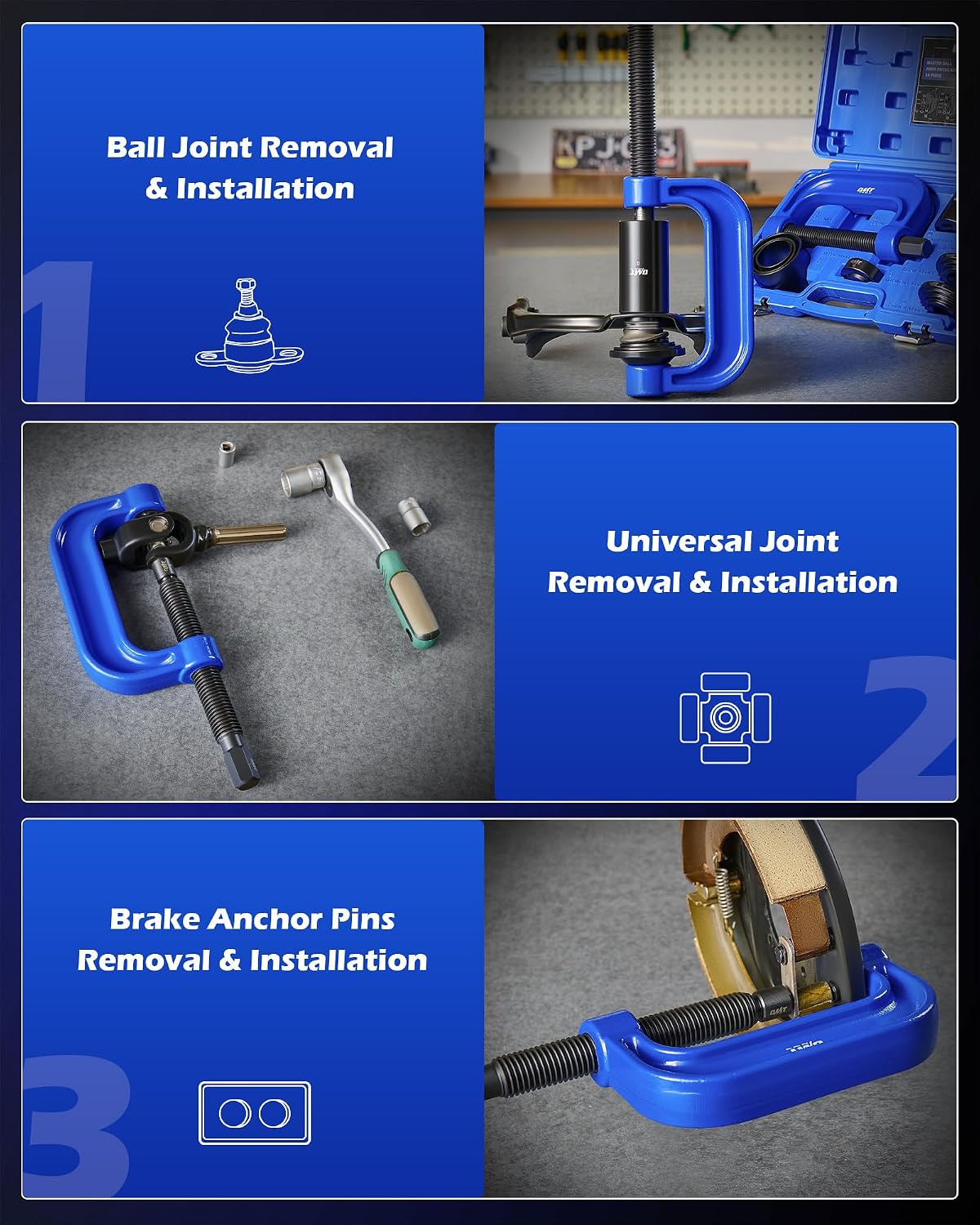 Orion Motor Tech 34pc Ball Joint & Wheel Bearing Press Kit, Front Wheel Drive Bearing Puller Tool Set with Sliding Screws Sleeves, 4-in-1 Ball Joint Press & U Joint Removal Tool Set for 2WD 4WD Car