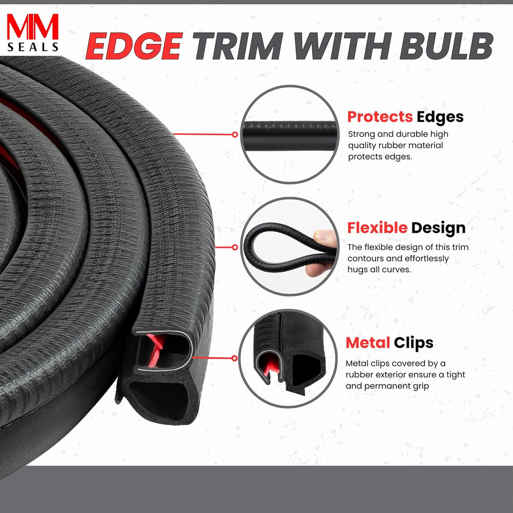 Door Rubber Seal Horizontal Bulb 0.62' Bulb Height x 0.039'-0.137' Grip Range x 0.53 U Height (100 Feet)