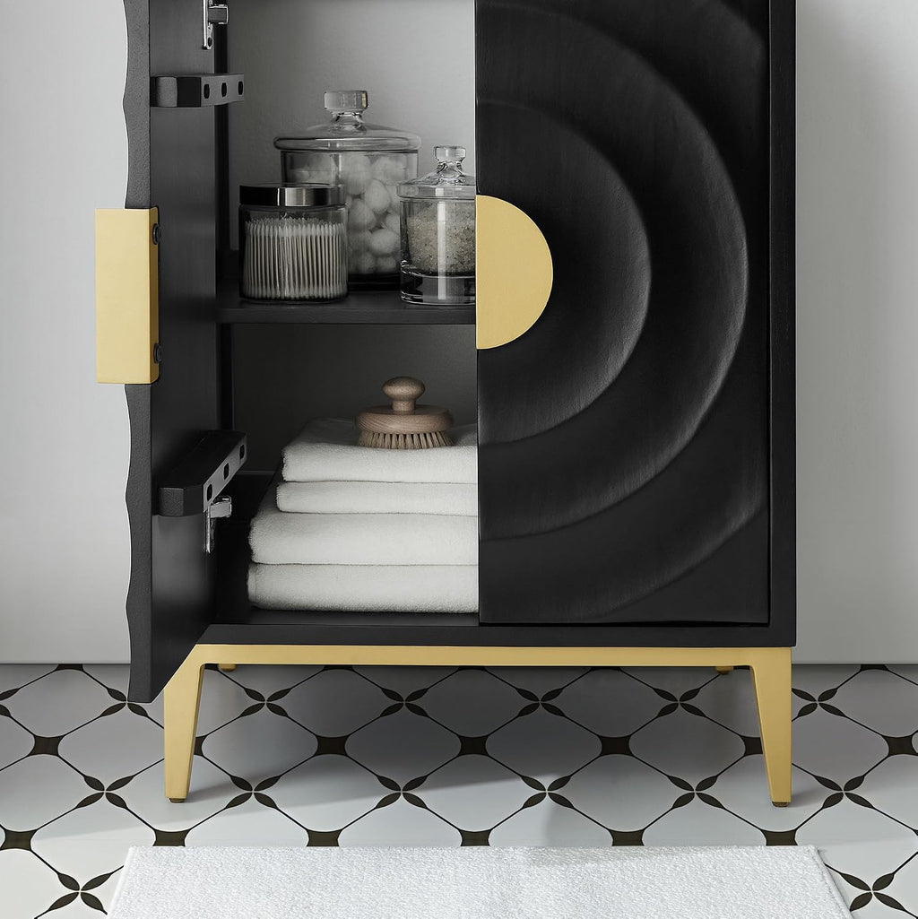 Modway Beau 24 Inch Wood Bathroom Vanity Cabinet in Black Black