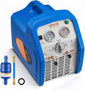 VEVOR Portable Refrigerant Recovery Machine, 1 HP 120V 60Hz Dual Cylinder AC Recovery Machine for Liquid Vapor Refrigerant, 1750 RPM Recycling Unit HVAC for Automotive & Household Air Conditioning