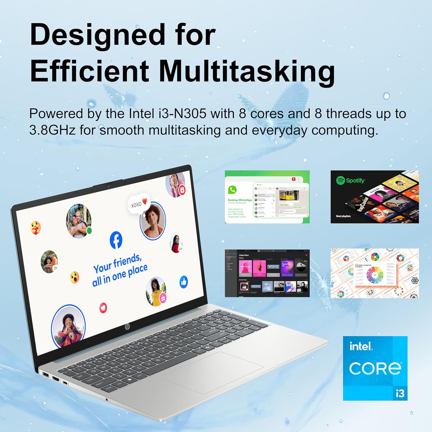 HP Pavilion 2025 Touchscreen Laptop Computer | Intel i3 High-Performance CPU | Thin & Portable | Up to 10H Long Battery Life | 16GB RAM | 256GB PCIe SSD | WOWPC USB | School, Business & Productivity